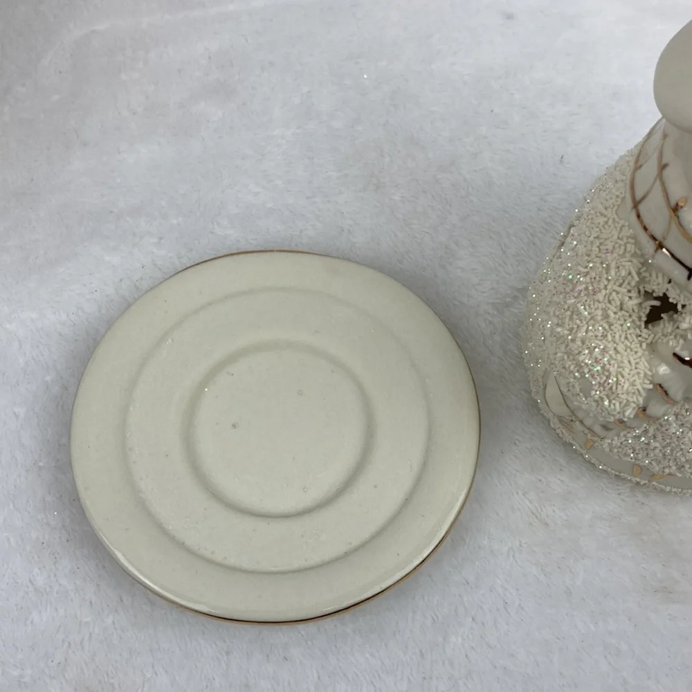 Christmas Let It Snow Ceramic Snowman Tea Light Holder with Plate NIB